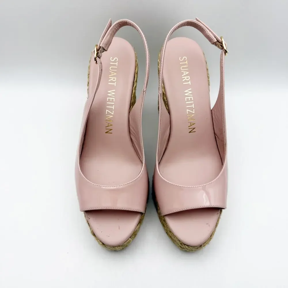 Stuart Weitzman Womens Island Sandal Espadrille Wedge US 9B EU 39.5 Pink NIB